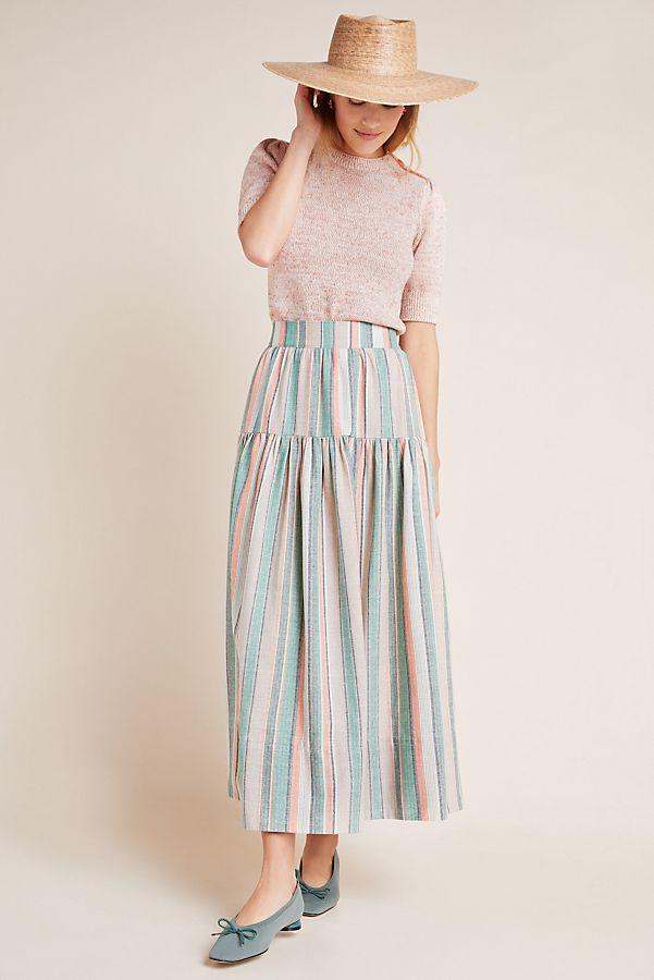 Slide View: 1: Virginia Striped Maxi Skirt