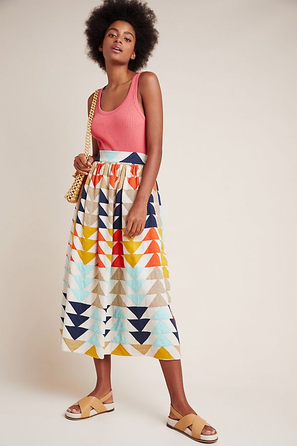 Slide View: 1: Gianna Abstract Maxi Skirt