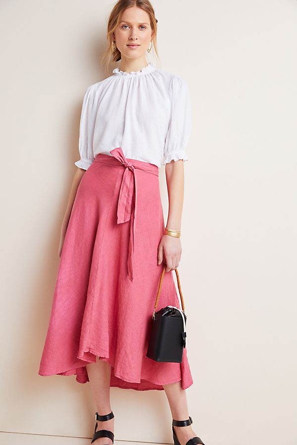 Slide View: 1: Raleigh Linen Midi Skirt