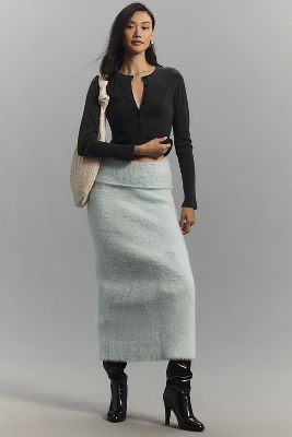 Maeve Foldover-Waist Knit Column Midi Skirt