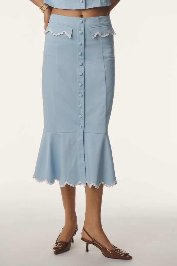 Slide View: 3: Maeve Fit & Flare Scallop Midi Skirt