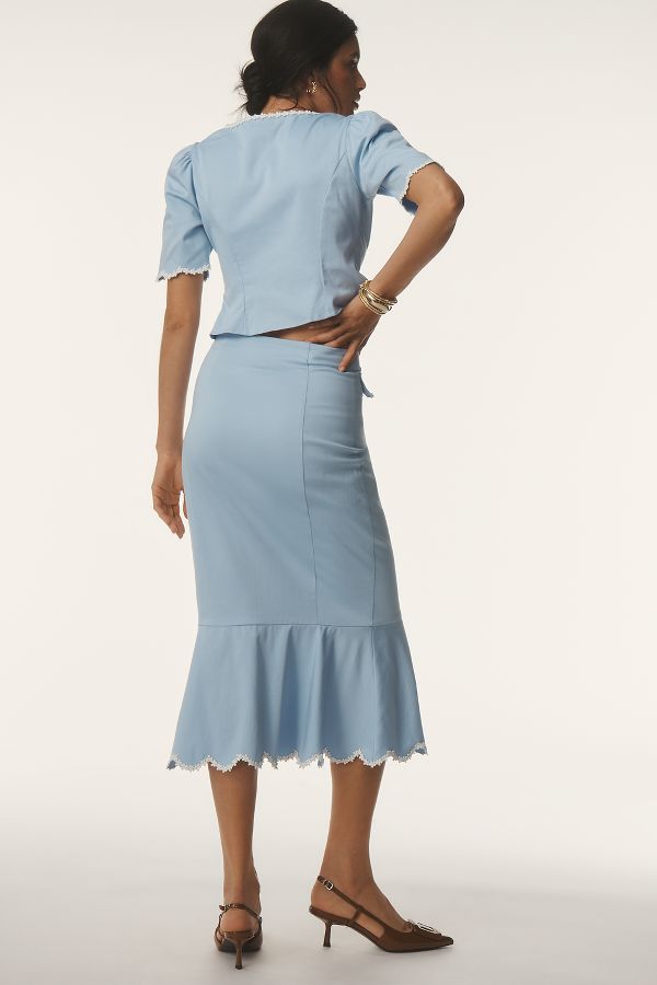 Slide View: 2: Maeve Fit & Flare Scallop Midi Skirt