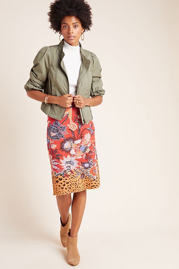 Slide View: 1: Delphinia Knit Pencil Skirt