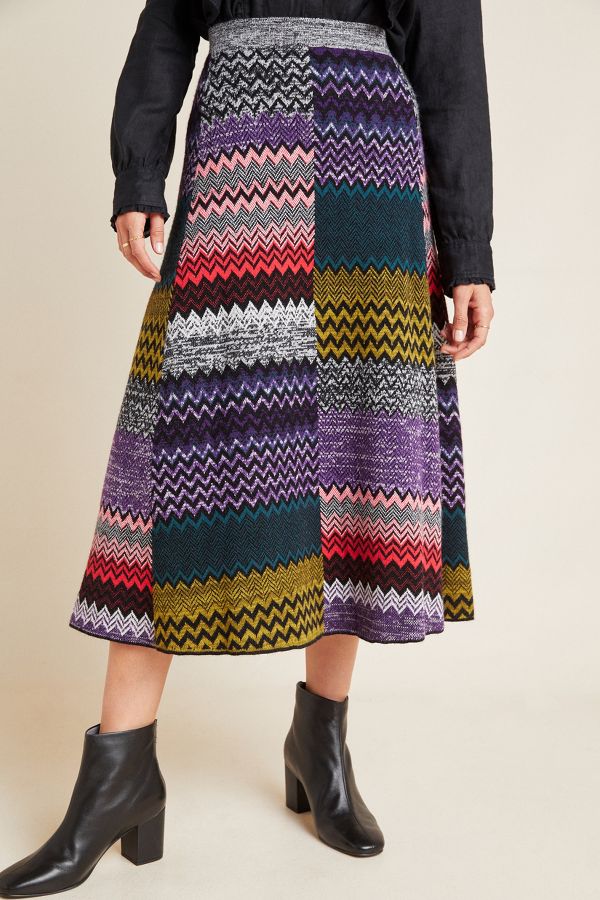 Patchwork Knit Midi Skirt | Anthropologie