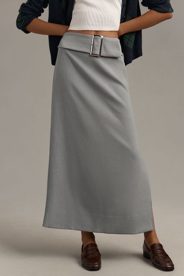 Slide View: 2: Maeve Belted Column Maxi Skirt