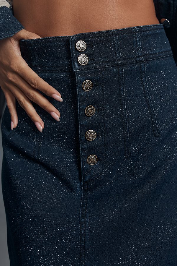 Slide View: 4: Pilcro Sparkle Denim Midi Pencil Skirt