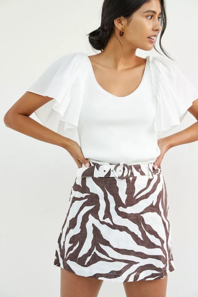 Faithfull Zebra-Striped Linen Skort