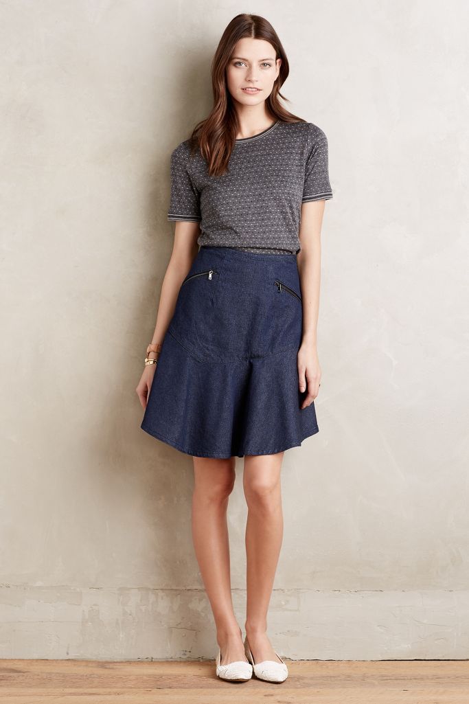 Ruffled Denim Skirt | Anthropologie