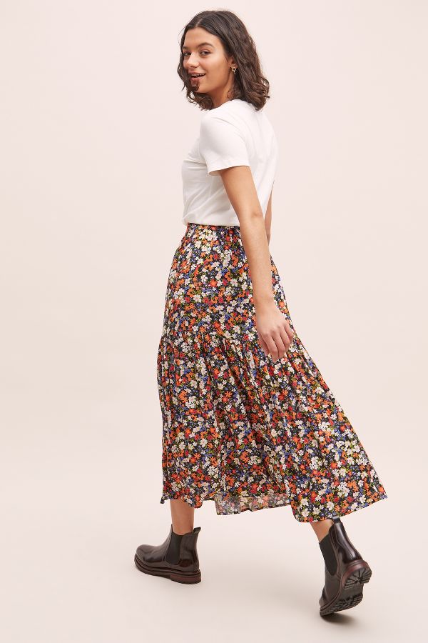 Kachel Marjani Floral-Print Midi Skirt | Anthropologie UK