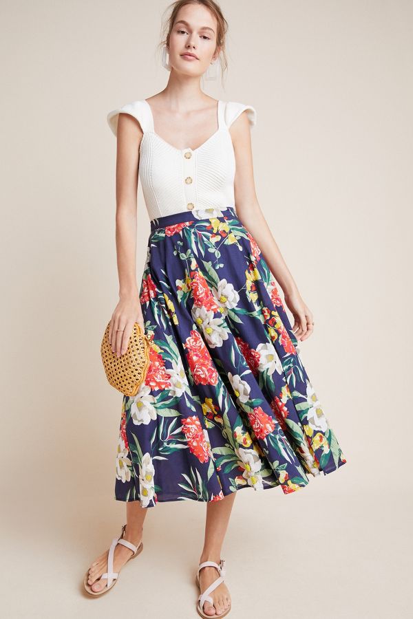 Beaded Floral Maxi Skirt | Anthropologie