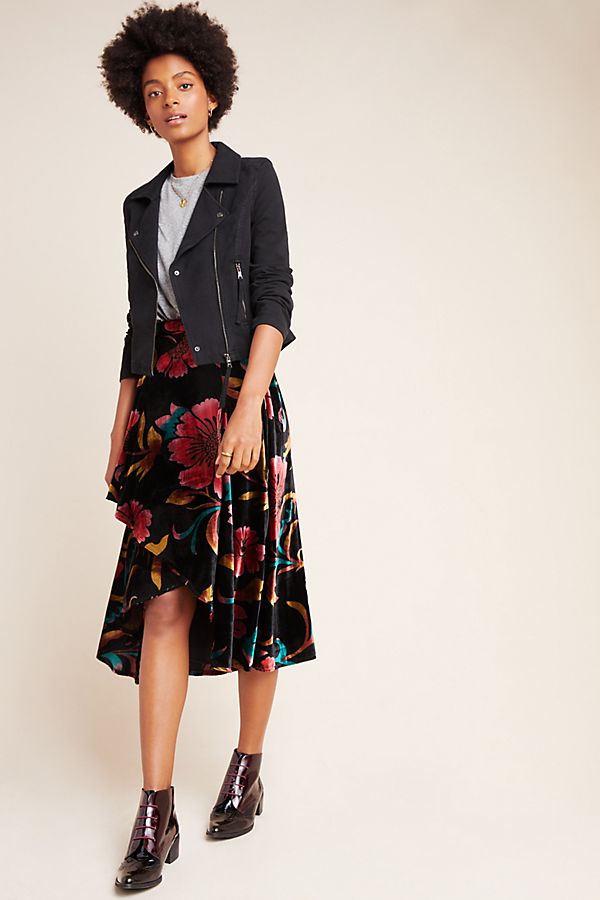 Slide View: 1: Velvet Wrap Skirt