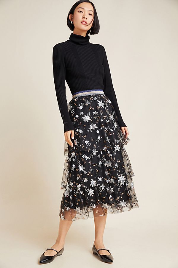 Slide View: 1: Margot Tulle Midi Skirt