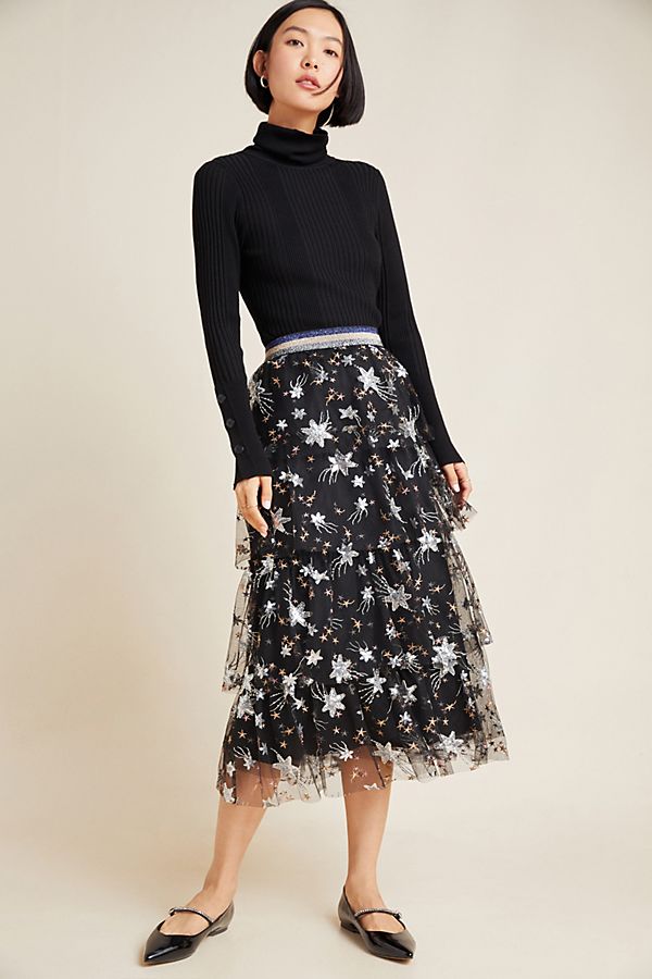 Margot Tulle Midi Skirt | Anthropologie