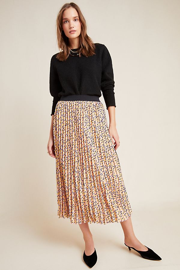 Slide View: 1: Victorine Pleated Midi Skirt