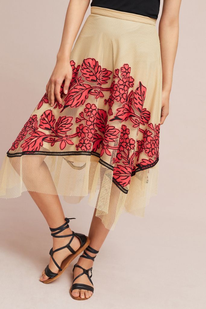 Floral Netted Skirt Anthropologie