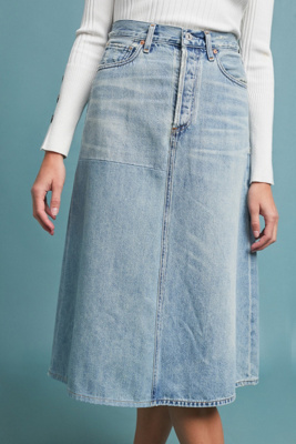 citizens of humanity florence denim midi skirt