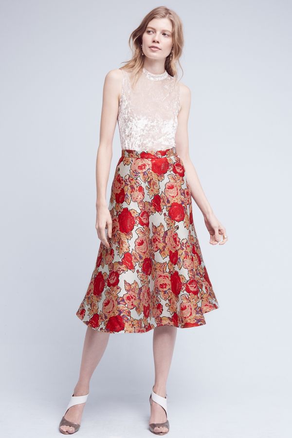 Red Rose Skirt | Anthropologie