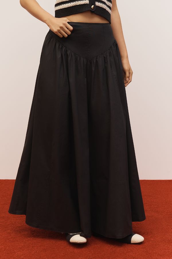 Slide View: 3: Maeve Drop-Waist A-Line Maxi Skirt