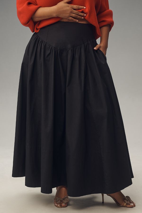 Slide View: 7: Maeve Drop-Waist A-Line Maxi Skirt