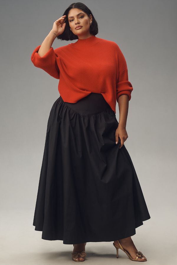 Slide View: 6: Maeve Drop-Waist A-Line Maxi Skirt