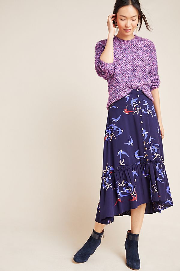 Slide View: 1: Merida Flounced Midi Skirt