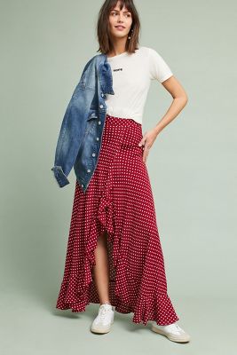 wrap skirt polka dot