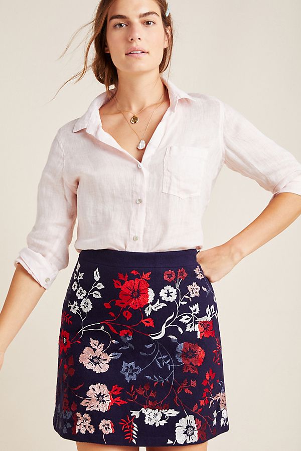 Slide View: 1: Alene Embroidered Mini Skirt
