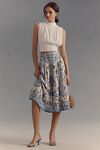 Thumbnail View 1: Ranna Gill Linen Blend Belted Seashell Midi Skirt