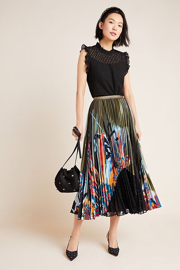 Slide View: 1: Lisabetta Pleated Maxi Skirt