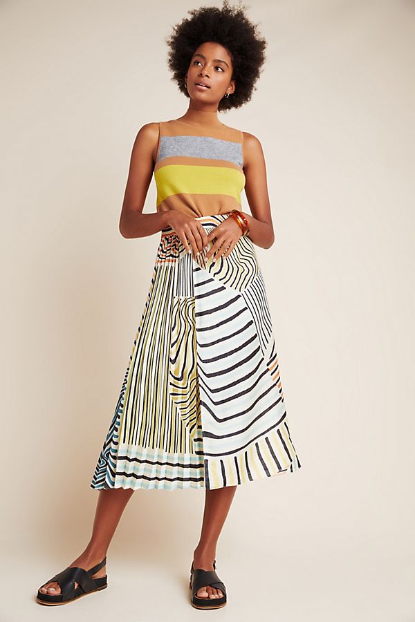 Slide View: 1: Ludovica Pleated Midi Skirt