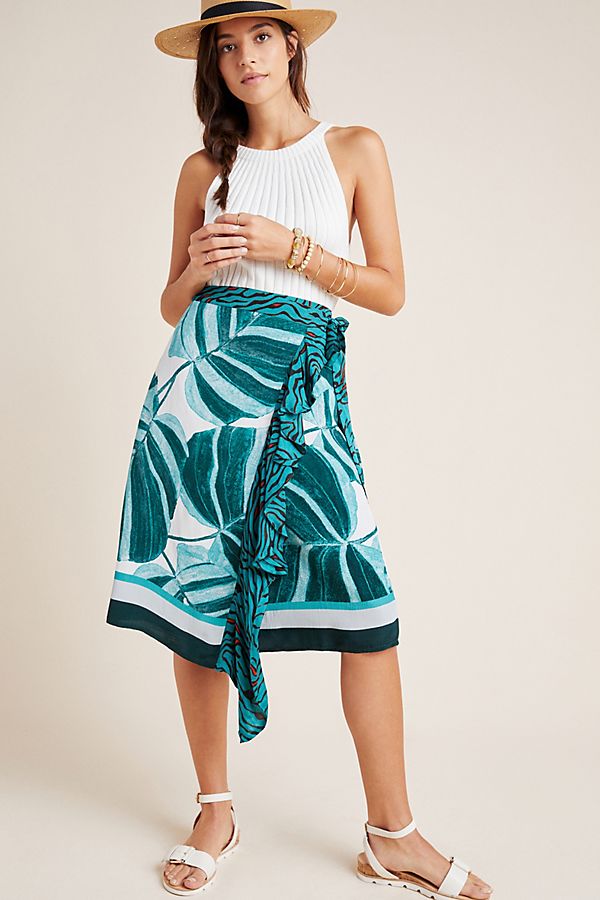 Slide View: 1: Misty Wrap Midi Skirt