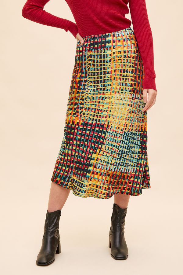 Conditions Apply Printed Satin Bias-Cut Midi Skirt | Anthropologie UK