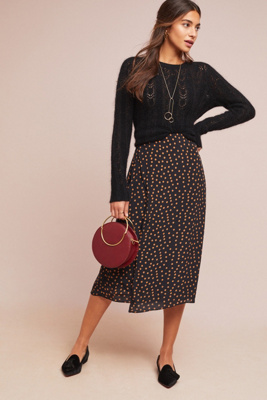 polka dot wrap midi skirt