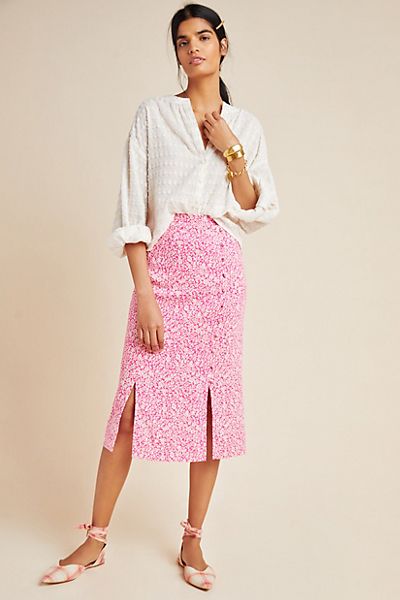 Mila Button-Front Pencil Skirt