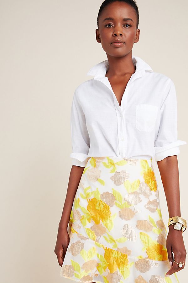 Slide View: 1: Faye Flounced Jacquard Mini Skirt