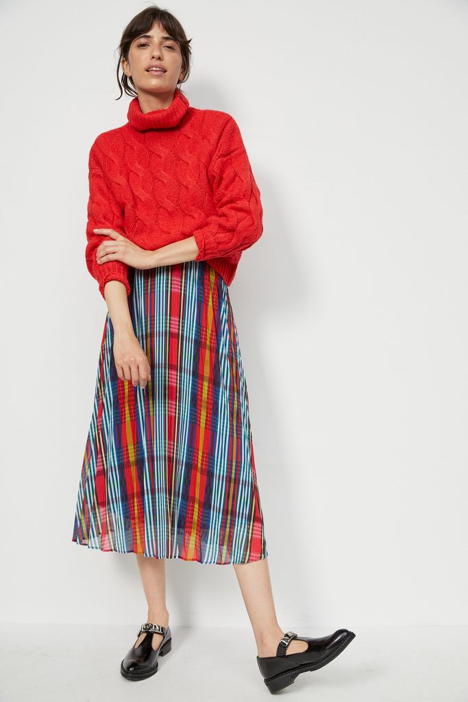 Naya Pleated Midi Skirt | Anthropologie