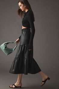 Slide View: 3: The Somerset Faux Leather Midi Skirt