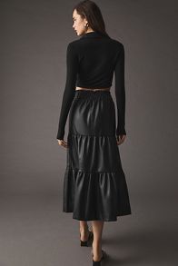 Slide View: 5: The Somerset Faux Leather Midi Skirt