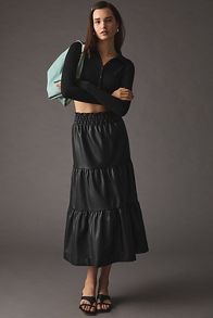 Slide View: 1: The Somerset Faux Leather Midi Skirt