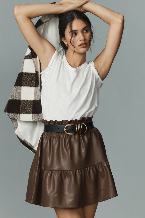 Slide View: 1: The Somerset Mini Skirt: Faux Leather Edition