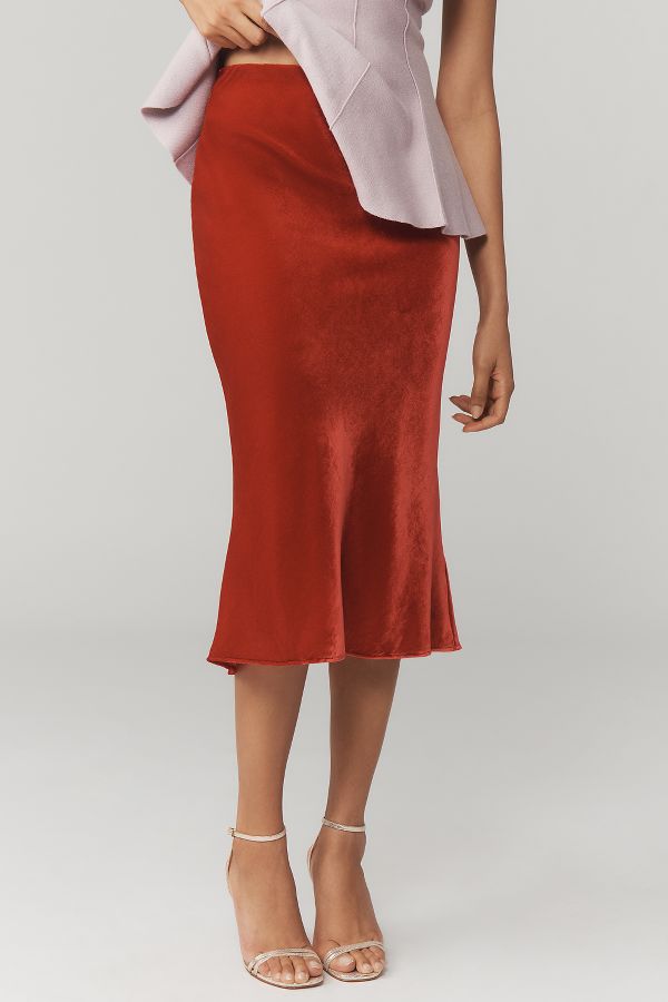 Slide View: 2: The Tilda Velvet Slip Skirt