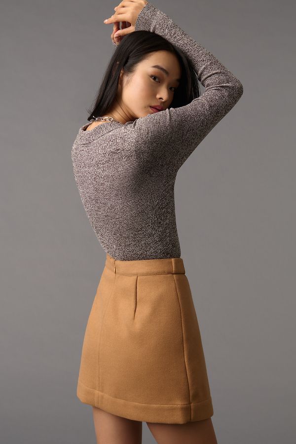 Slide View: 2: Maeve Belted Wrap Mini Skirt