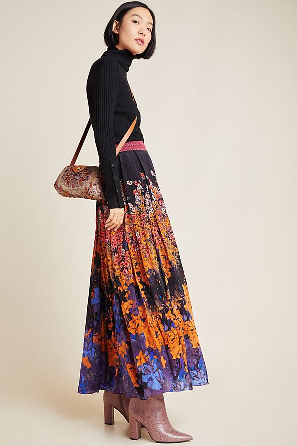 Slide View: 1: Kala Pleated Maxi Skirt