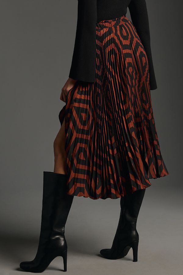 Slide View: 3: The Valerie Pleated Midi Skirt by Maeve: Michelle Armas Edition