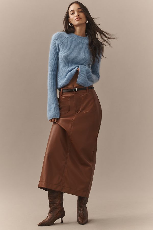 Slide View: 1: The Colette Maxi Skirt by Maeve: Faux-Leather Edition