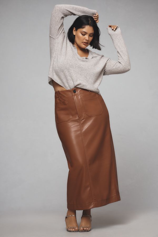 Slide View: 5: The Colette Maxi Skirt by Maeve: Faux-Leather Edition