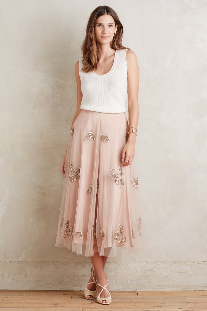 long tulle midi skirt