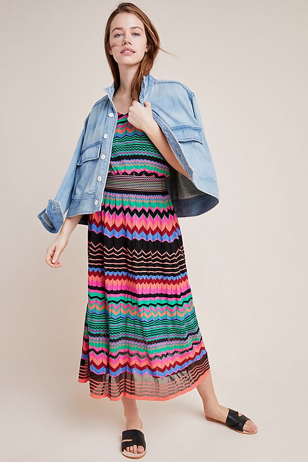 Slide View: 1: Chevron Knit Midi Skirt