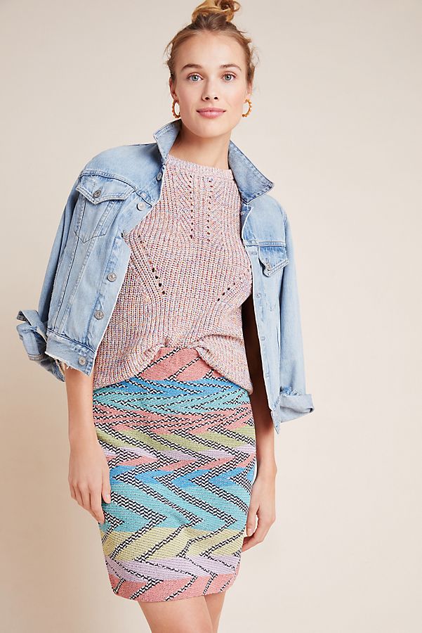 Slide View: 1: Siena Zig-Zag Sweater Mini Skirt