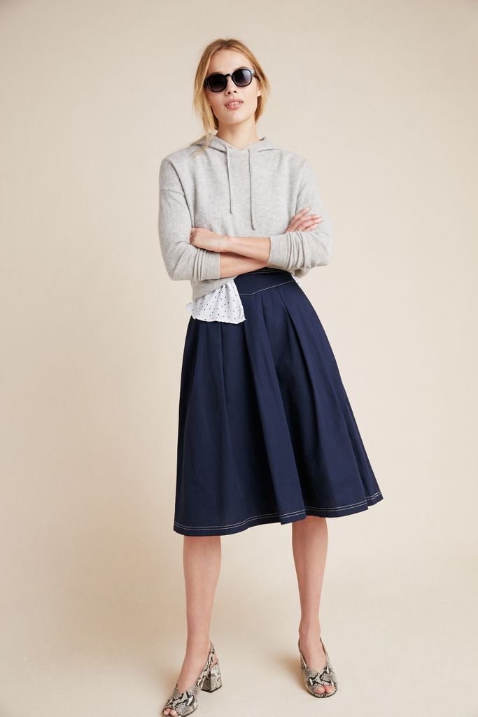 Stitched Poplin Skirt | Anthropologie